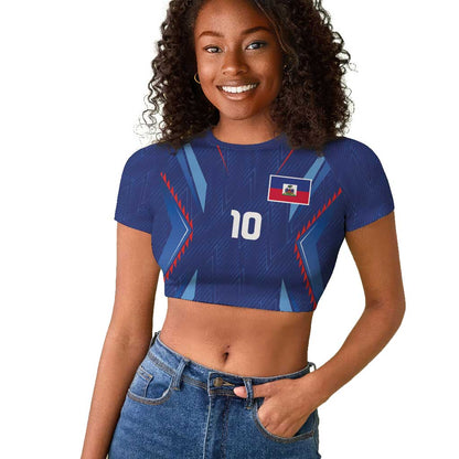 Custom Afro Haiti Football Raglan Cropped T shirt Sporty Style - African Pride