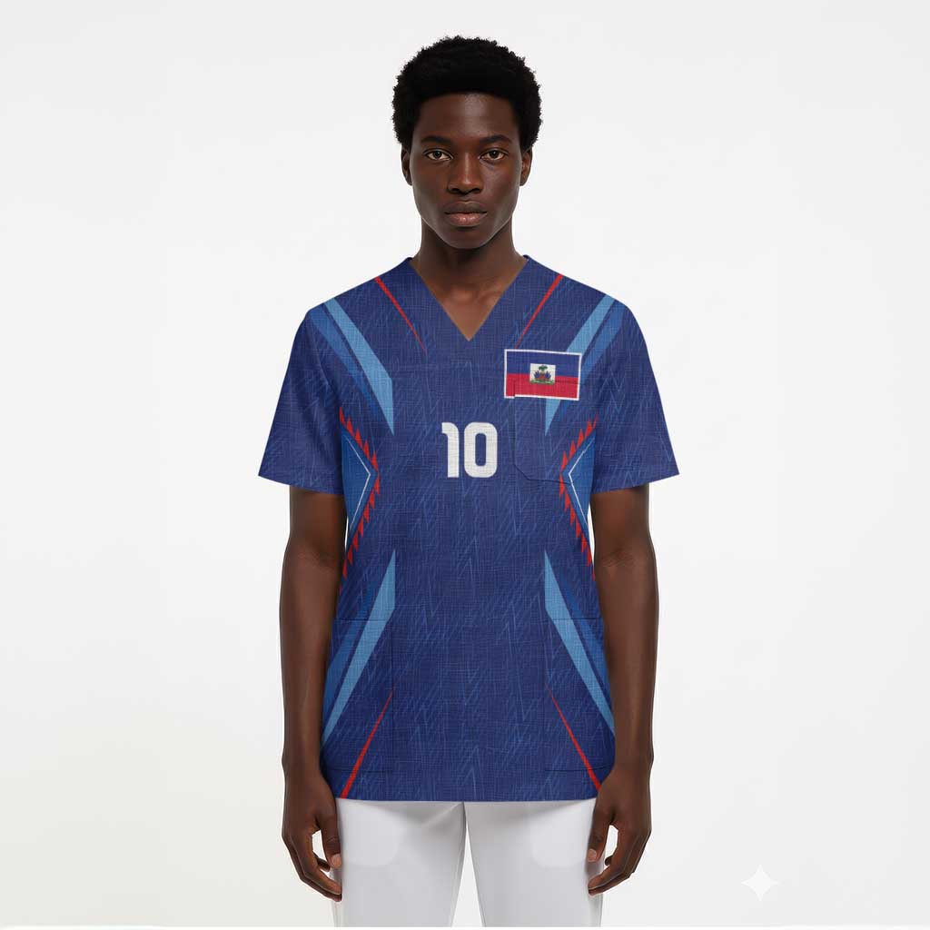 Custom Afro Haiti Football Scrub Top Sporty Style - African Pride