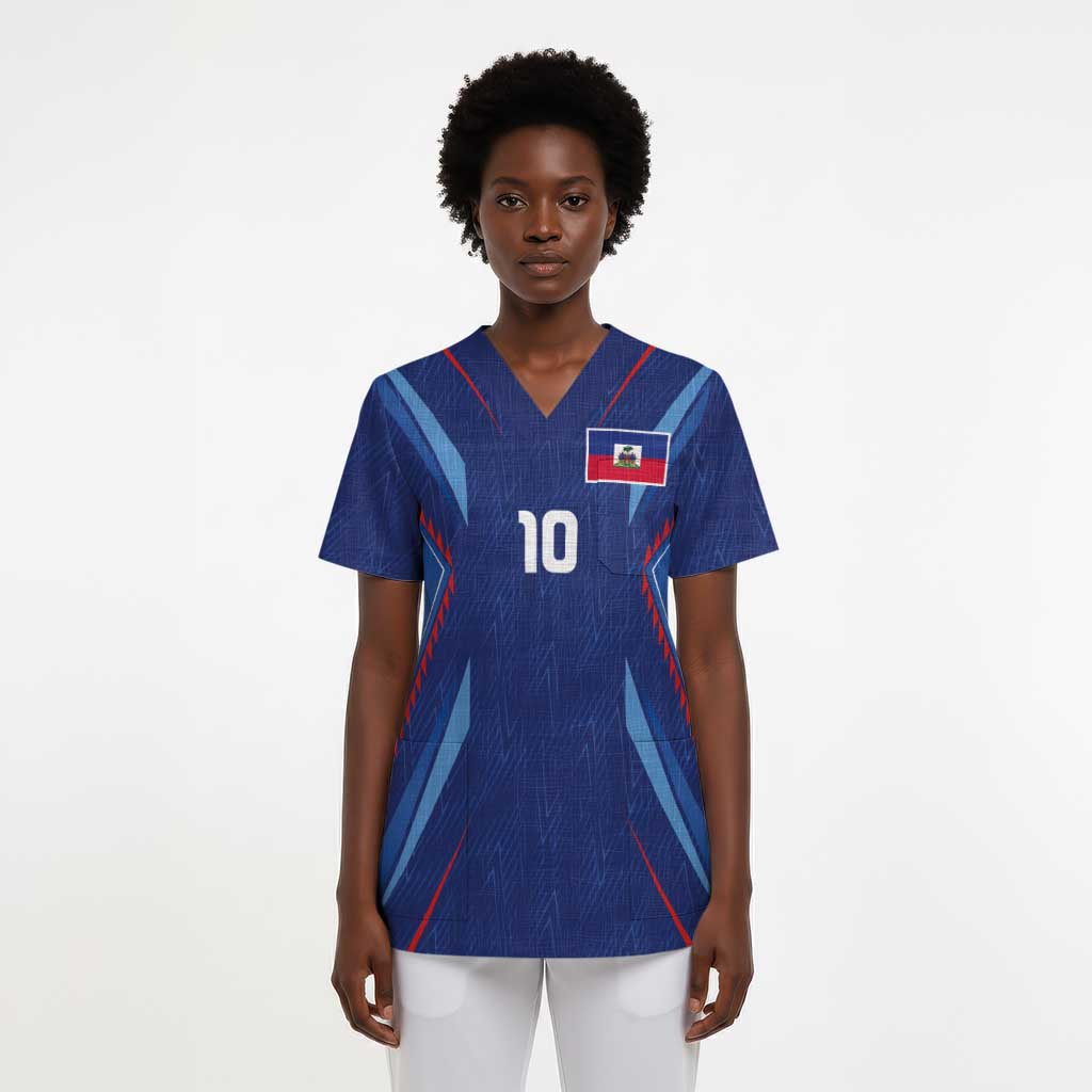 Custom Afro Haiti Football Scrub Top Sporty Style - African Pride