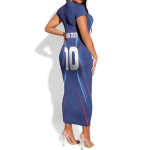 Custom Afro Haiti Football Short Sleeve Bodycon Dress Sporty Style - African Pride