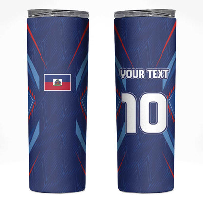 Custom Afro Haiti Football Skinny Tumbler Sporty Style - African Pride