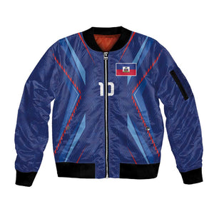 Custom Afro Haiti Football Sleeve Zip Bomber Jacket Sporty Style - African Pride