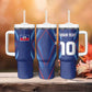 Custom Afro Haiti Football Tumbler With Handle Sporty Style - African Pride