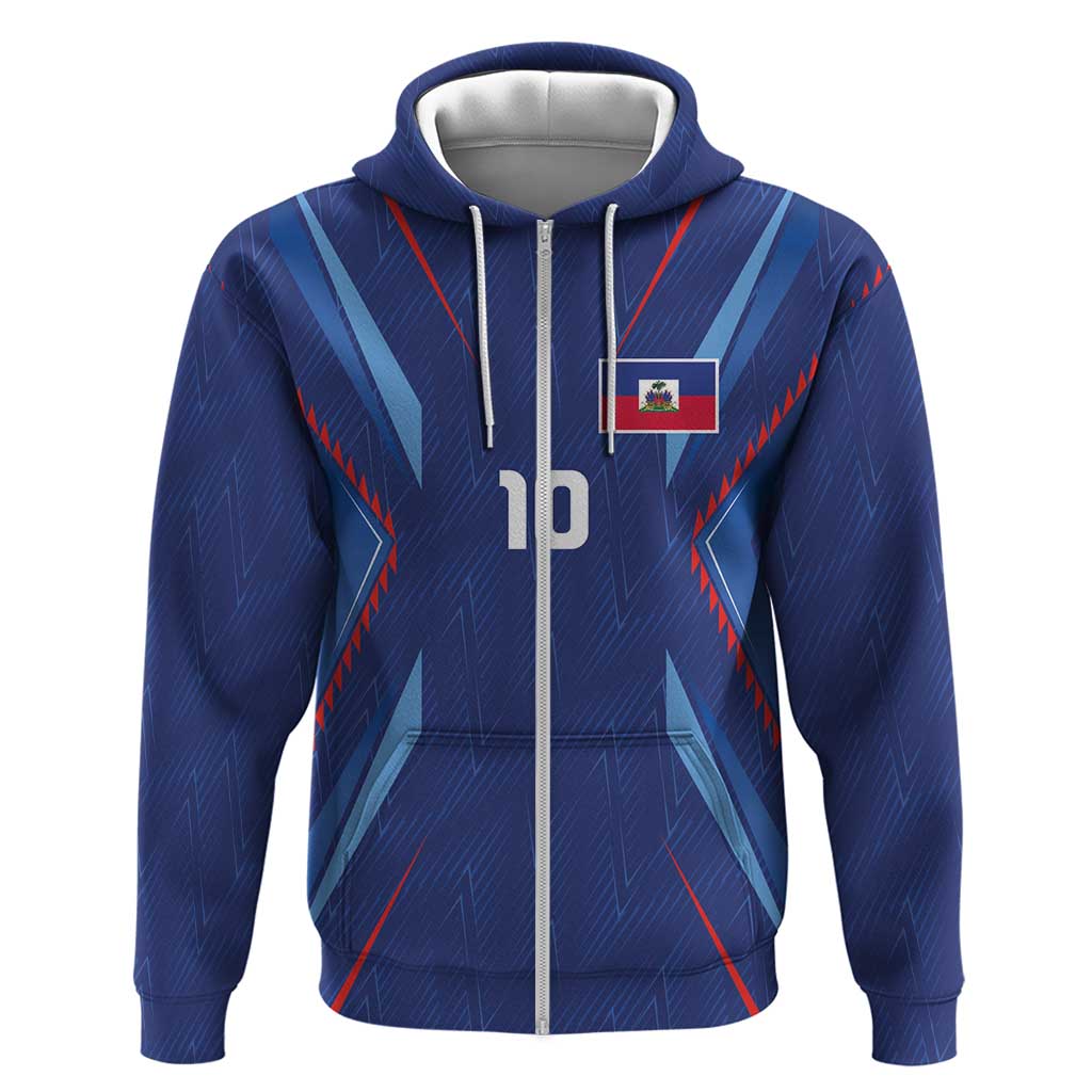 Custom Afro Haiti Football Zip Hoodie Sporty Style - African Pride