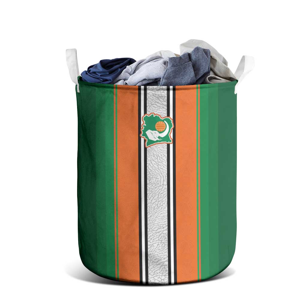 Côte d'Ivoire National Football Laundry Basket Les Elephants-Sporty Stripes - African Pride