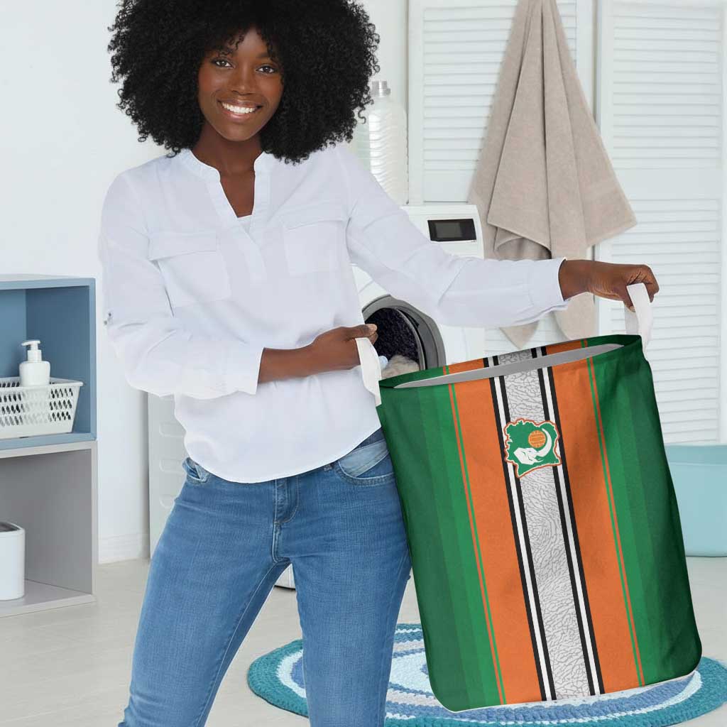 Côte d'Ivoire National Football Laundry Basket Les Elephants-Sporty Stripes - African Pride