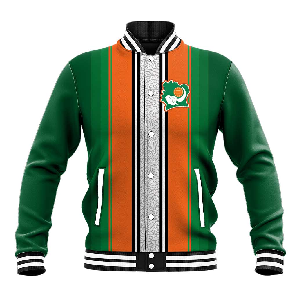 Custom Côte d'Ivoire National Football Baseball Jacket Les Elephants-Sporty Stripes - African Pride