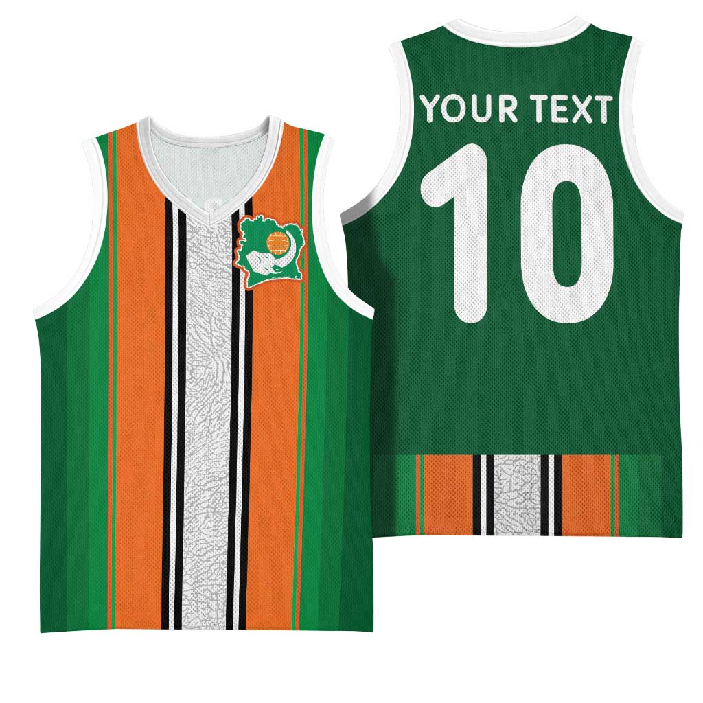 Custom Côte d'Ivoire National Football Basketball Jersey Les Elephants-Sporty Stripes - African Pride