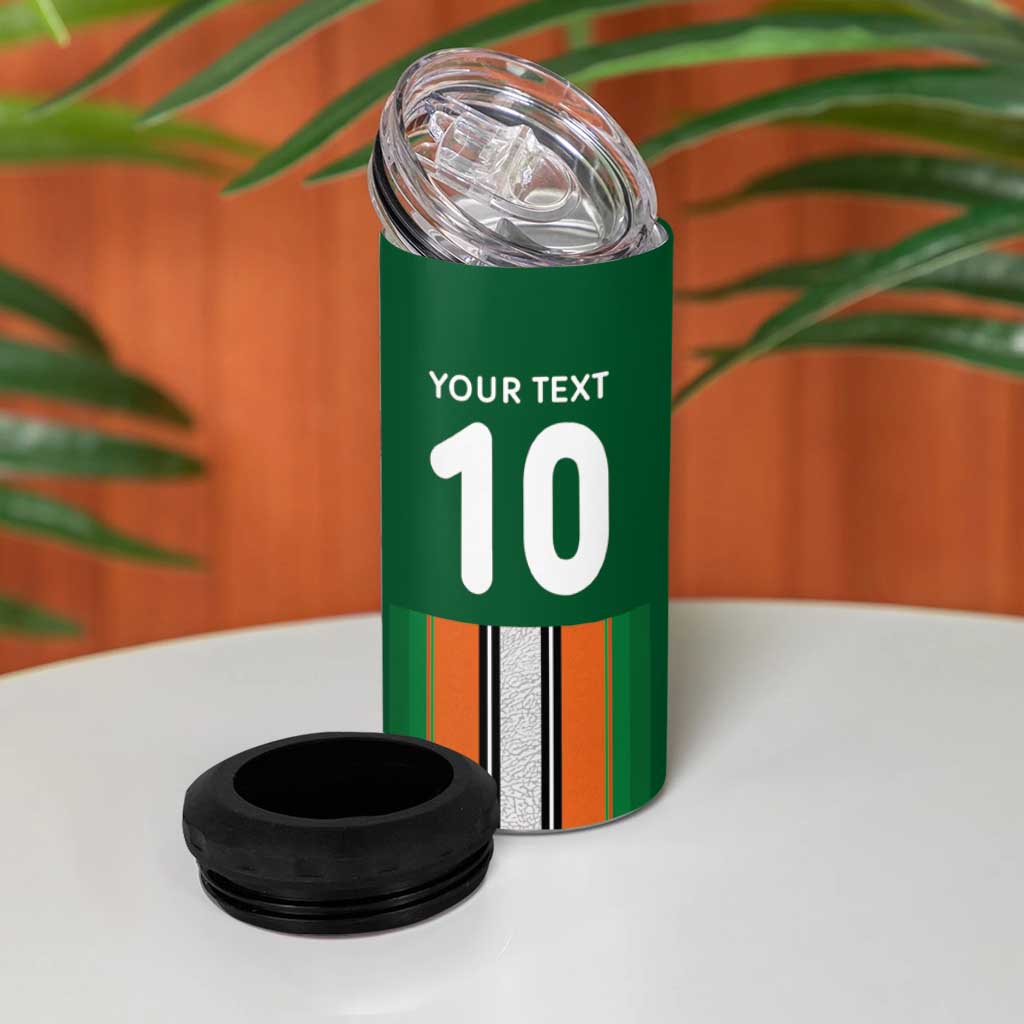 Custom Côte d'Ivoire National Football 4 in 1 Can Cooler Tumbler Les Elephants-Sporty Stripes - African Pride