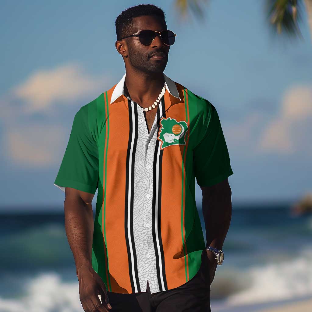 Custom Côte d'Ivoire National Football Hawaiian Shirt Les Elephants-Sporty Stripes LT03