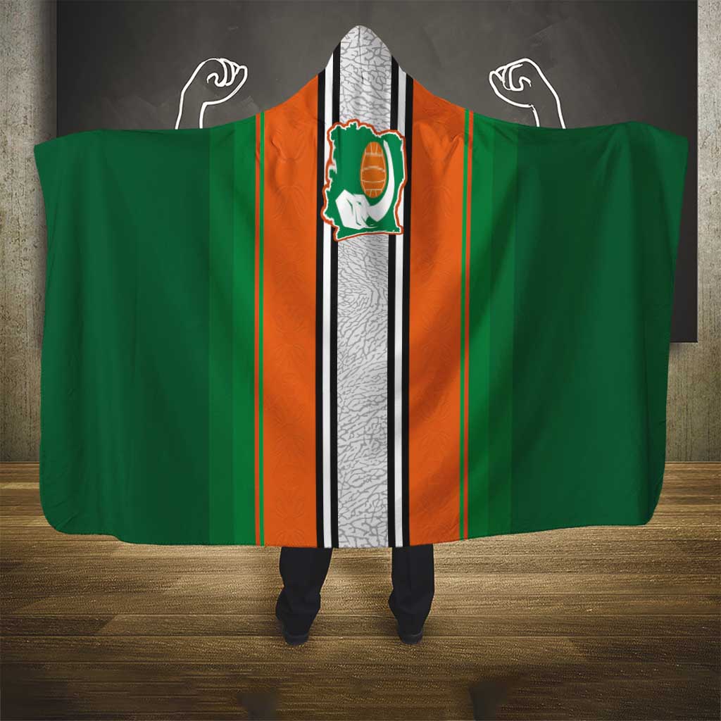 Côte d'Ivoire National Football Hooded Blanket Les Elephants-Sporty Stripes - African Pride