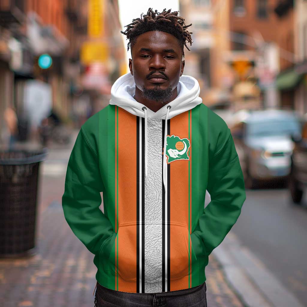 Custom Côte d'Ivoire National Football Hoodie Les Elephants-Sporty Stripes - African Pride