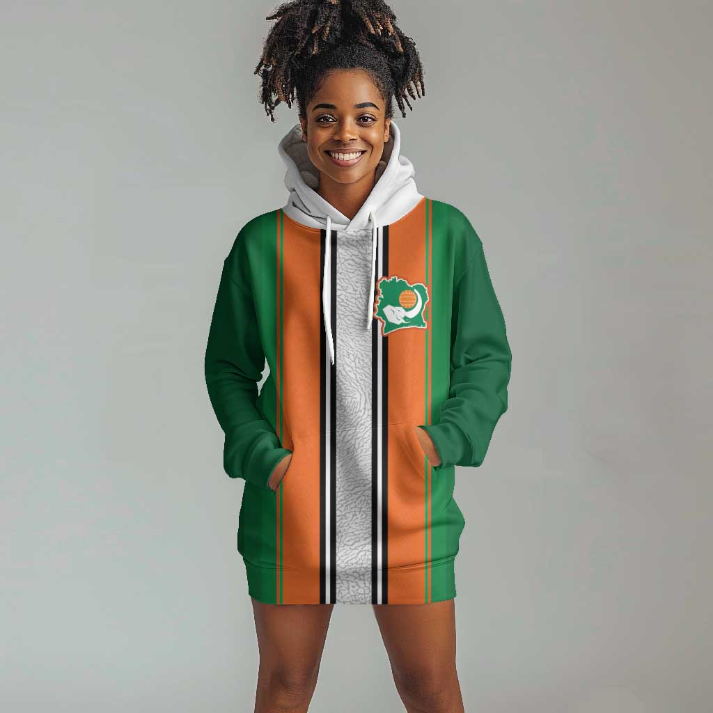 Custom Côte d'Ivoire National Football Hoodie Dress Les Elephants-Sporty Stripes - African Pride