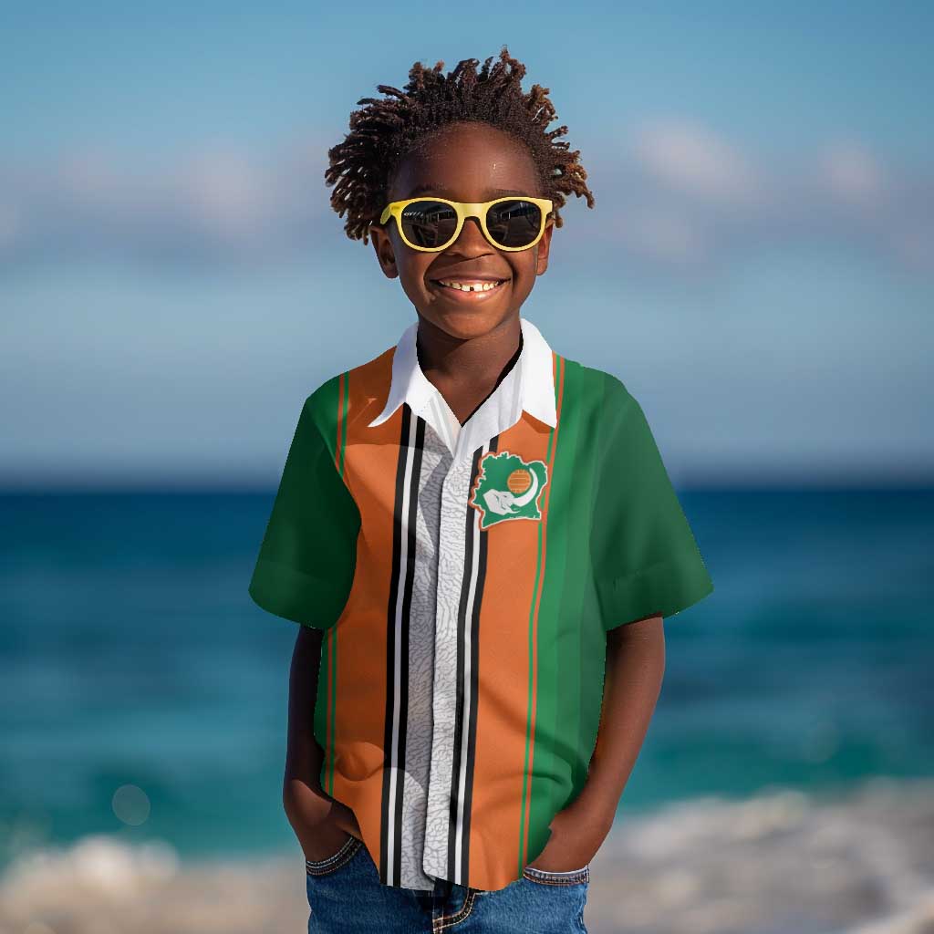 Custom Côte d'Ivoire National Football Kid Hawaiian Shirt Les Elephants-Sporty Stripes - African Pride
