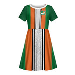 Custom Côte d'Ivoire National Football Kid Short Sleeve Dress Les Elephants-Sporty Stripes - African Pride