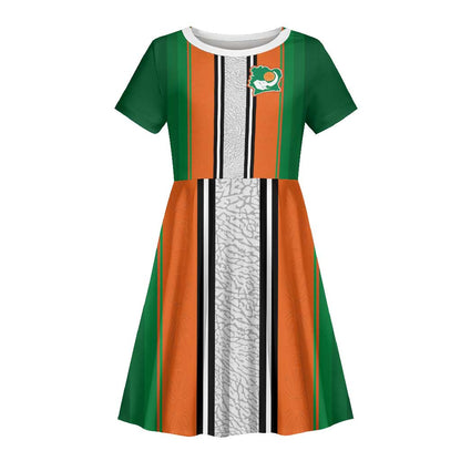 Custom Côte d'Ivoire National Football Kid Short Sleeve Dress Les Elephants-Sporty Stripes - African Pride