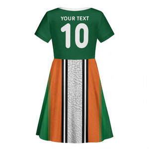 Custom Côte d'Ivoire National Football Kid Short Sleeve Dress Les Elephants-Sporty Stripes - African Pride