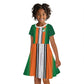 Custom Côte d'Ivoire National Football Kid Short Sleeve Dress Les Elephants-Sporty Stripes - African Pride