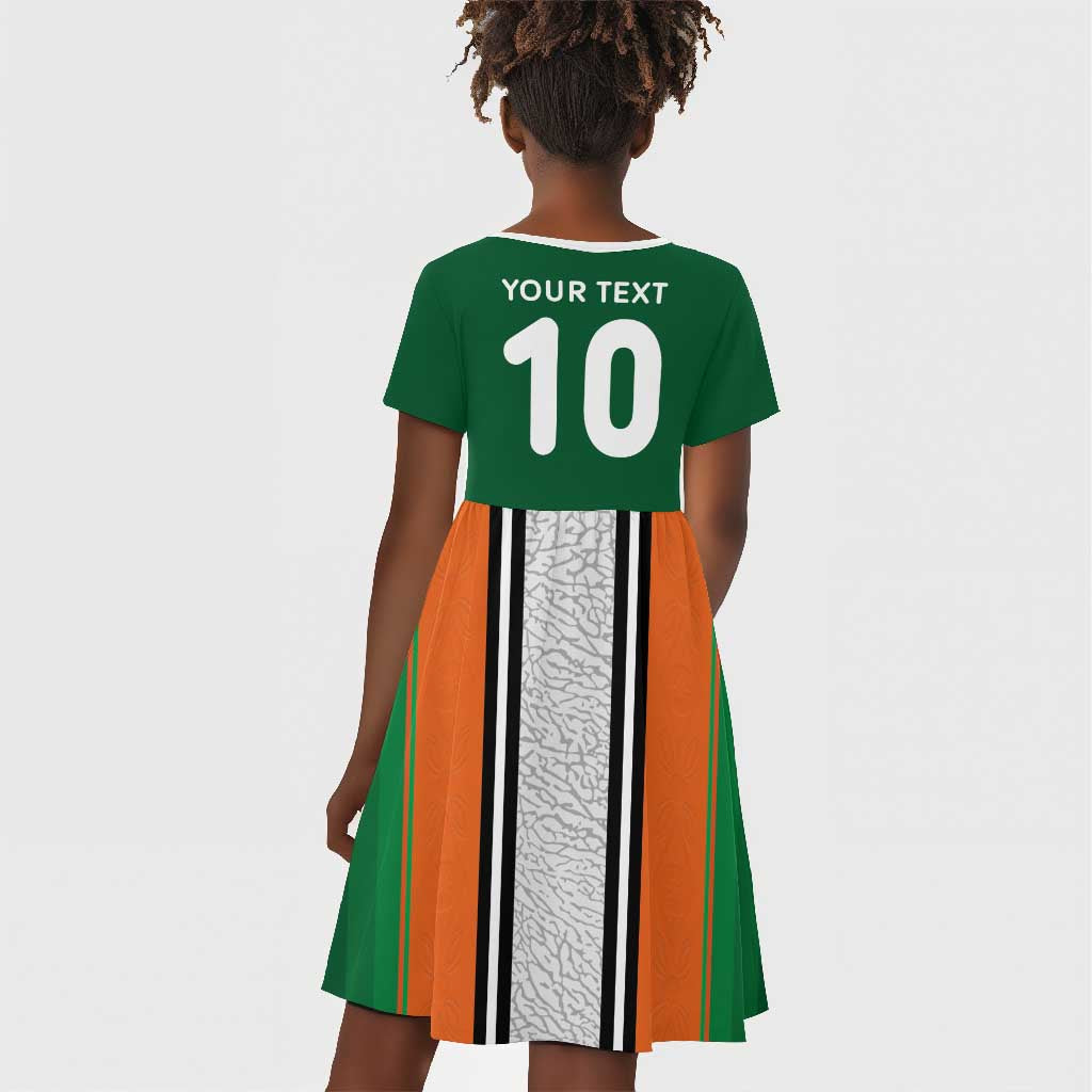 Custom Côte d'Ivoire National Football Kid Short Sleeve Dress Les Elephants-Sporty Stripes - African Pride