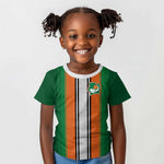 Custom Côte d'Ivoire National Football Kid T shirt Les Elephants-Sporty Stripes - African Pride