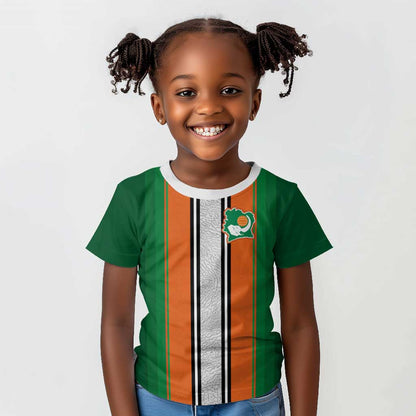 Custom Côte d'Ivoire National Football Kid T shirt Les Elephants-Sporty Stripes - African Pride