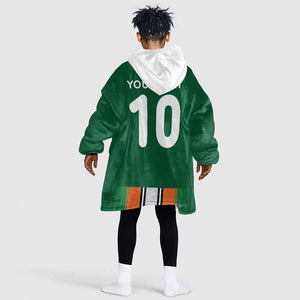 Custom Côte d'Ivoire National Football Kid Wearable Blanket Hoodie Les Elephants-Sporty Stripes - African Pride