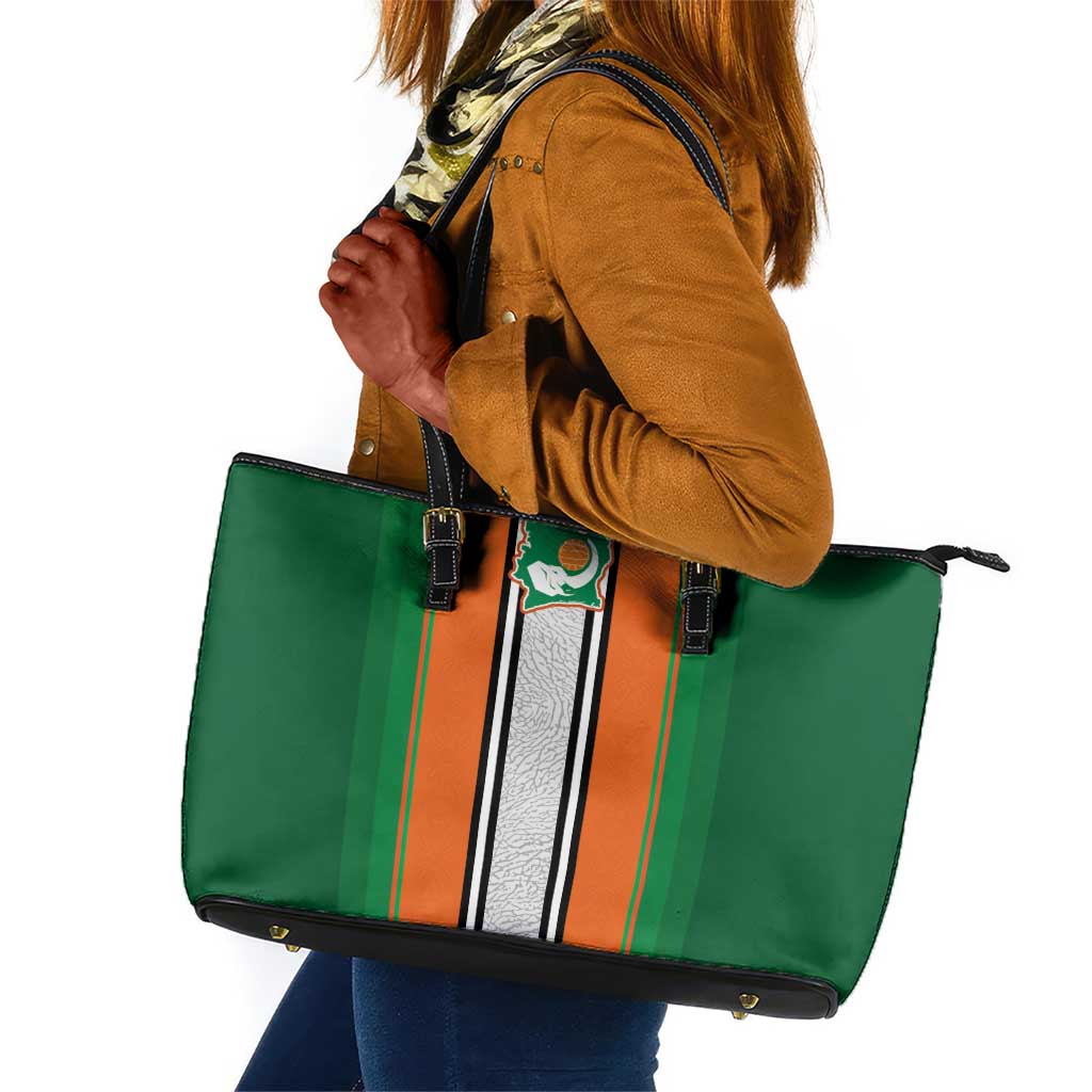 Côte d'Ivoire National Football Leather Tote Bag Les Elephants-Sporty Stripes - African Pride