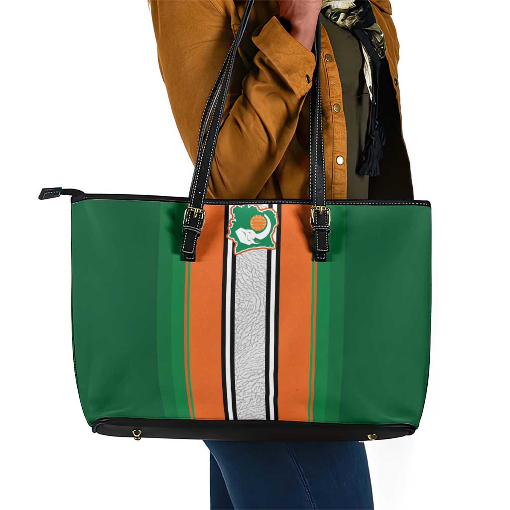 Côte d'Ivoire National Football Leather Tote Bag Les Elephants-Sporty Stripes - African Pride