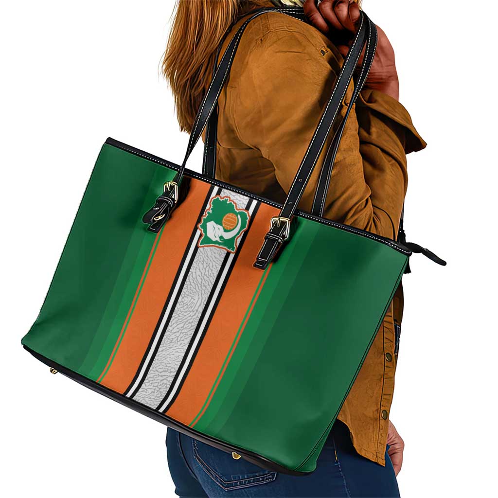 Côte d'Ivoire National Football Leather Tote Bag Les Elephants-Sporty Stripes - African Pride