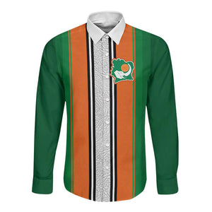 Custom Côte d'Ivoire National Football Long Sleeve Button Shirt Les Elephants-Sporty Stripes - African Pride
