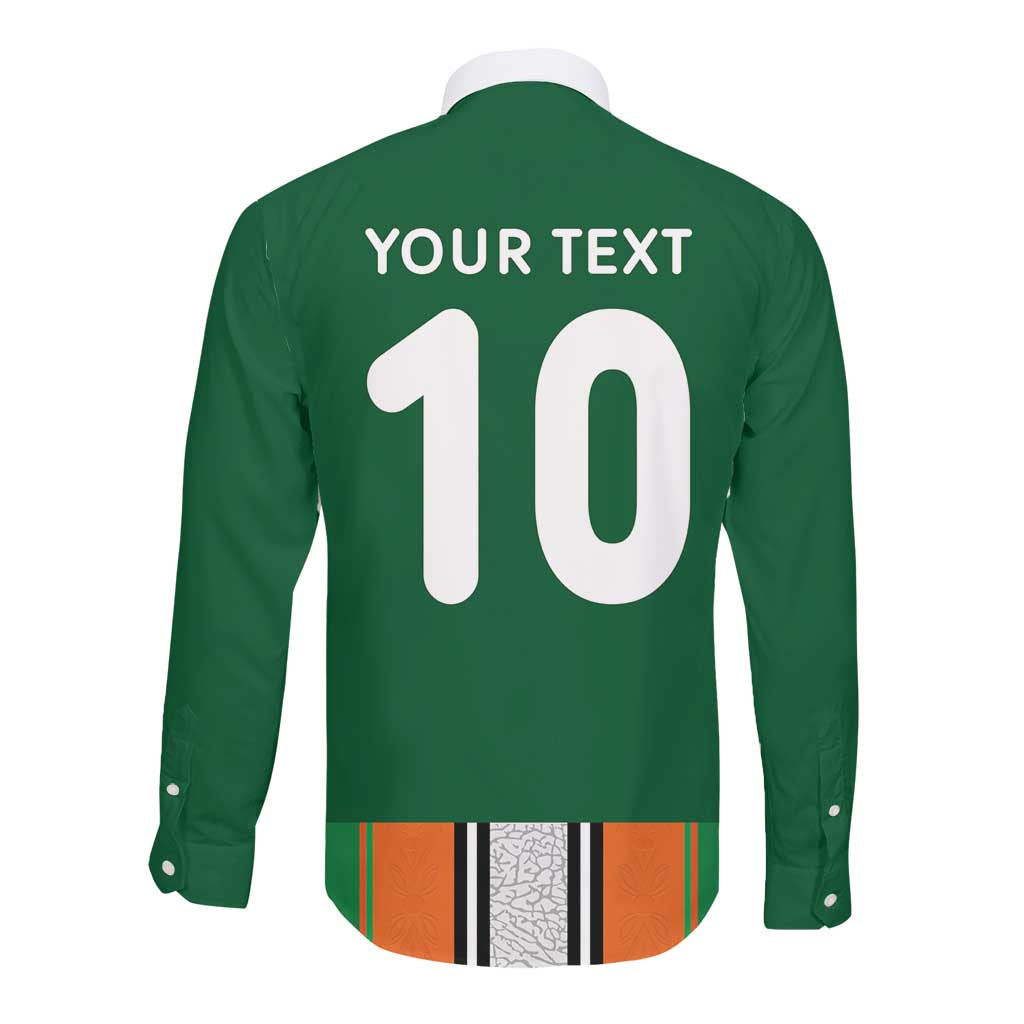 Custom Côte d'Ivoire National Football Long Sleeve Button Shirt Les Elephants-Sporty Stripes - African Pride