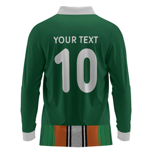Custom Côte d'Ivoire National Football Long Sleeve Polo Shirt Les Elephants-Sporty Stripes - African Pride