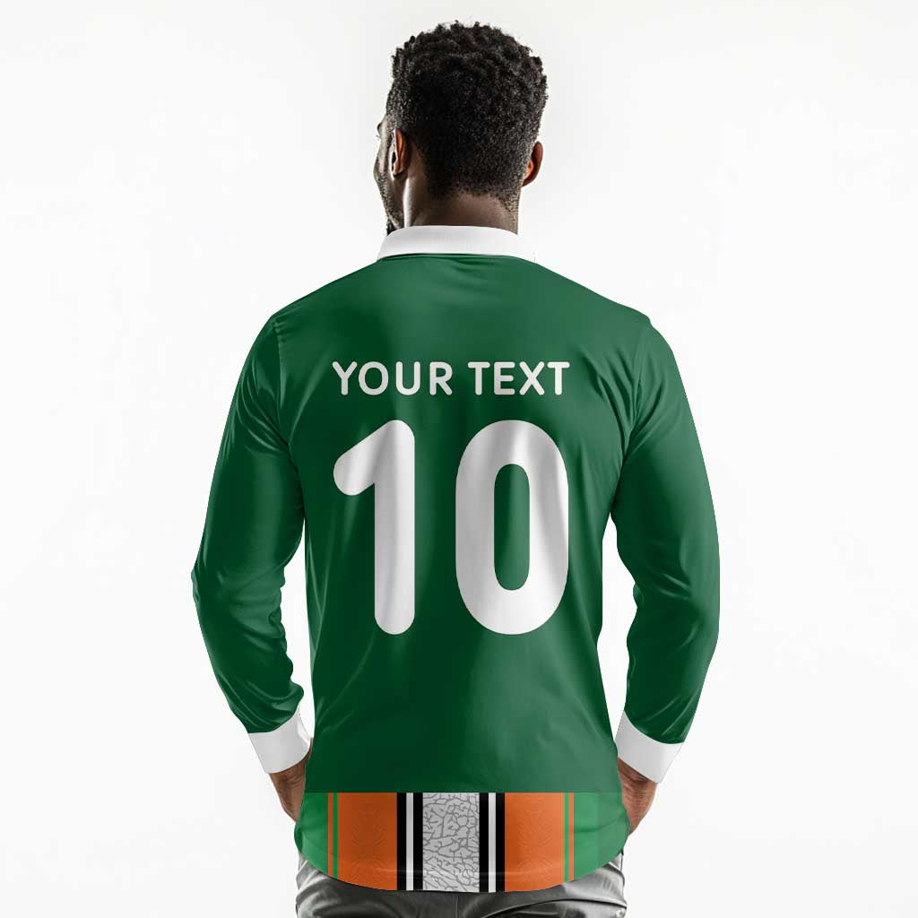Custom Côte d'Ivoire National Football Long Sleeve Polo Shirt Les Elephants-Sporty Stripes - African Pride