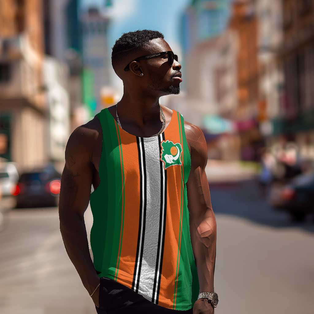 Custom Côte d'Ivoire National Football Men Tank Top Les Elephants-Sporty Stripes - African Pride