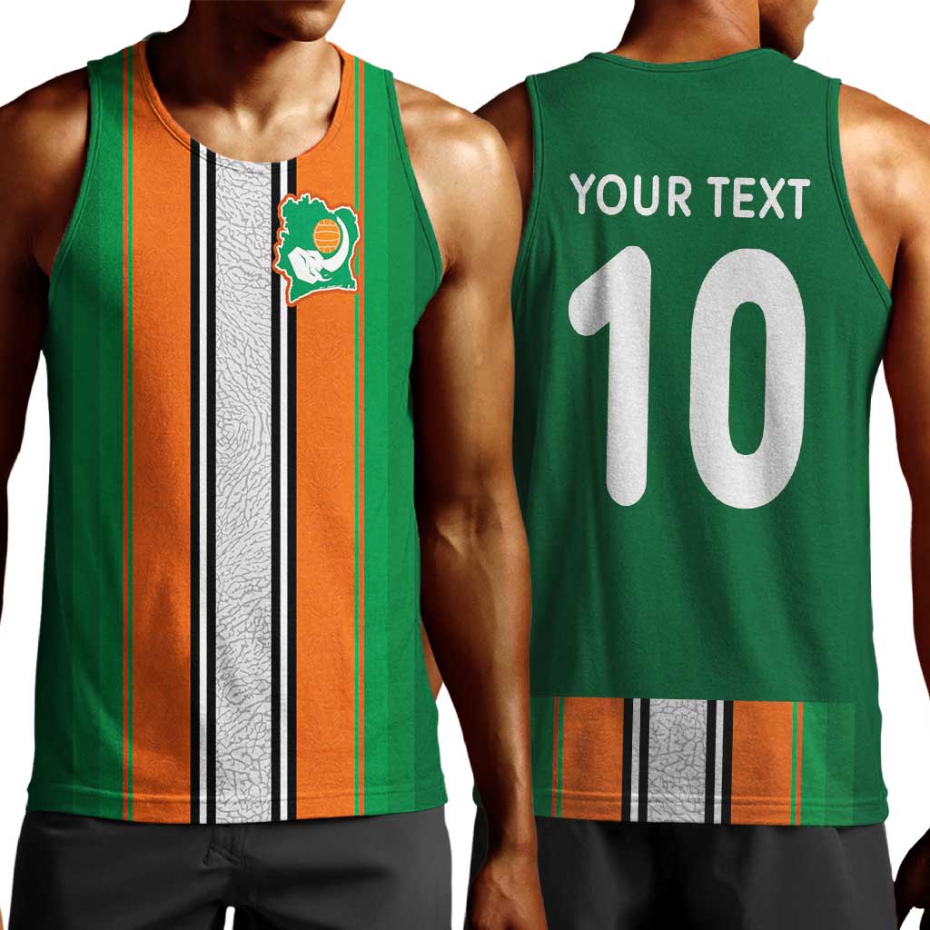 Custom Côte d'Ivoire National Football Men Tank Top Les Elephants-Sporty Stripes - African Pride