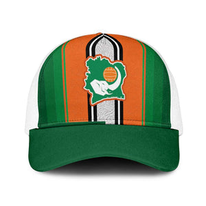 Côte d'Ivoire National Football Mesh Trucker Cap Les Elephants-Sporty Stripes - African Pride