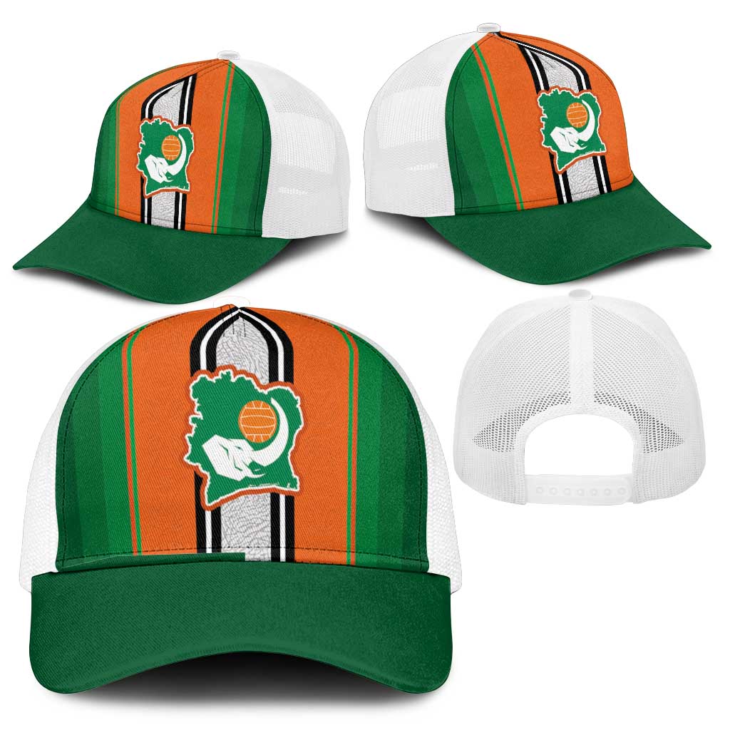 Côte d'Ivoire National Football Mesh Trucker Cap Les Elephants-Sporty Stripes - African Pride