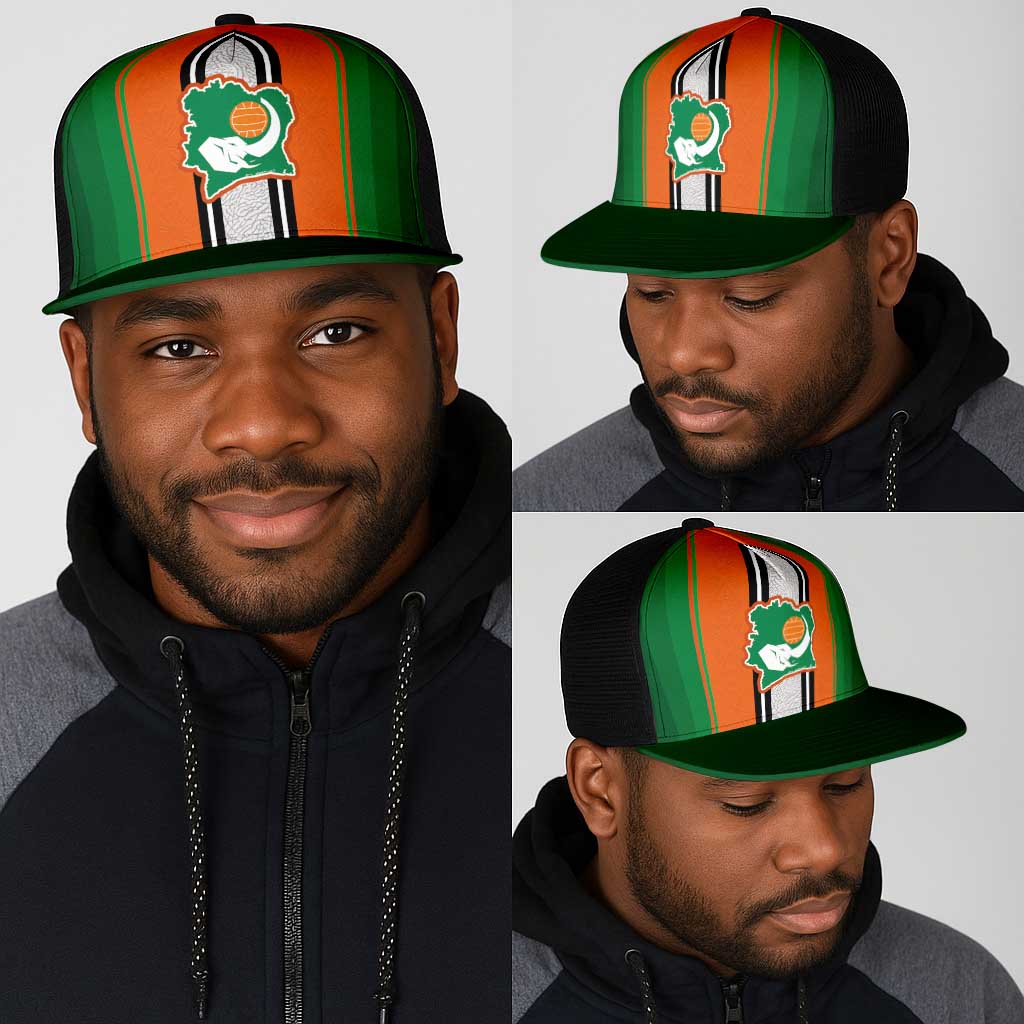 Côte d'Ivoire National Football Mesh Trucker Cap Les Elephants-Sporty Stripes - African Pride