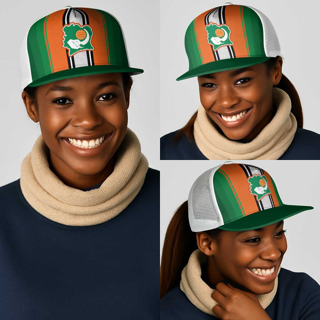 Côte d'Ivoire National Football Mesh Trucker Cap Les Elephants-Sporty Stripes - African Pride