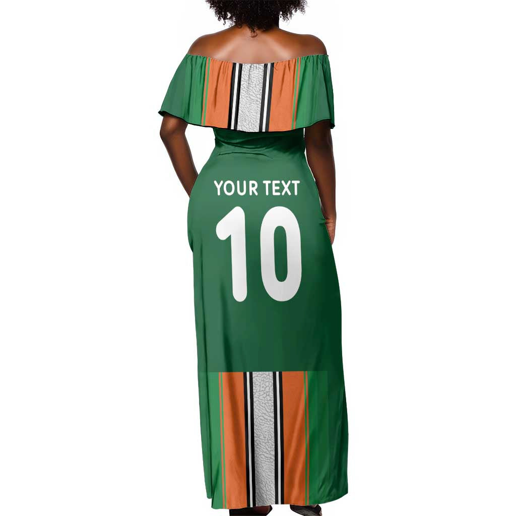 Custom Côte d'Ivoire National Football Off Shoulder Maxi Dress Les Elephants-Sporty Stripes - African Pride
