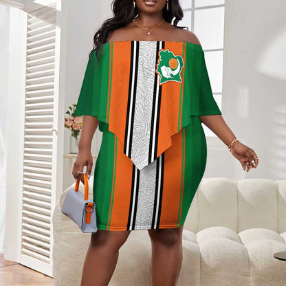 Custom Côte d'Ivoire National Football Off Shoulder Short Dress Les Elephants-Sporty Stripes - African Pride