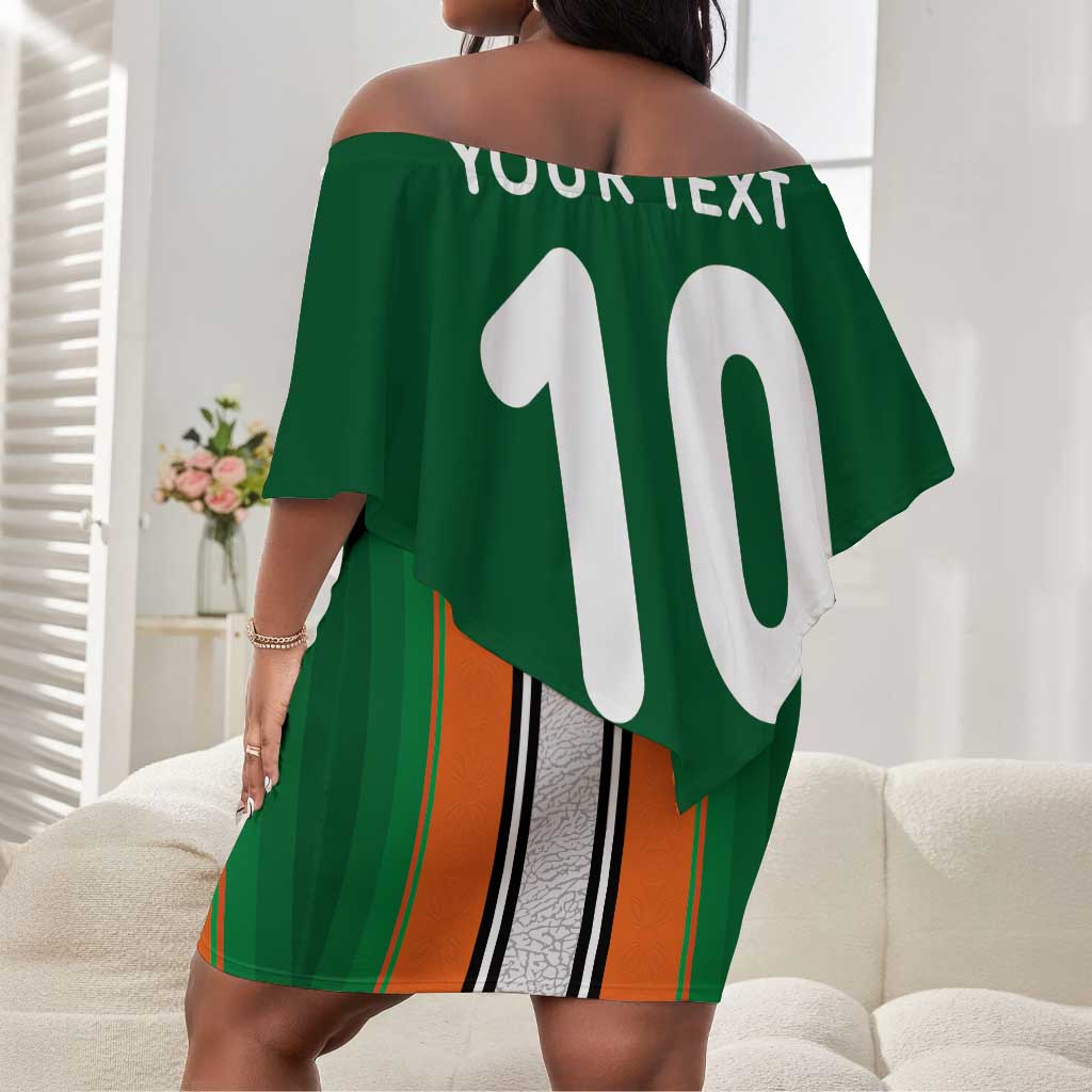 Custom Côte d'Ivoire National Football Off Shoulder Short Dress Les Elephants-Sporty Stripes - African Pride