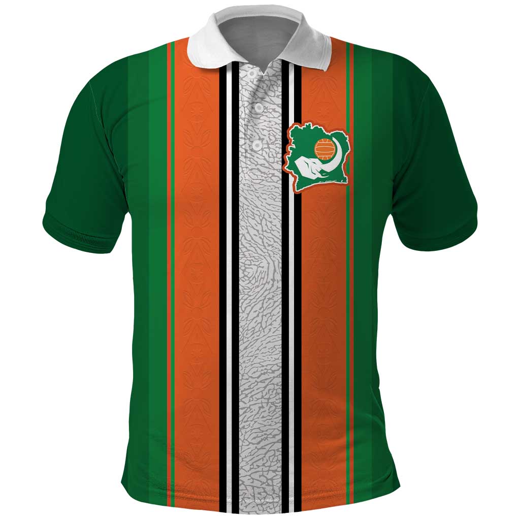 Custom Côte d'Ivoire National Football Polo Shirt Les Elephants-Sporty Stripes LT03