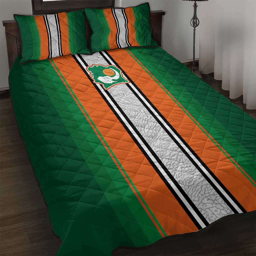 Côte d'Ivoire National Football Quilt Bed Set Les Elephants-Sporty Stripes - African Pride