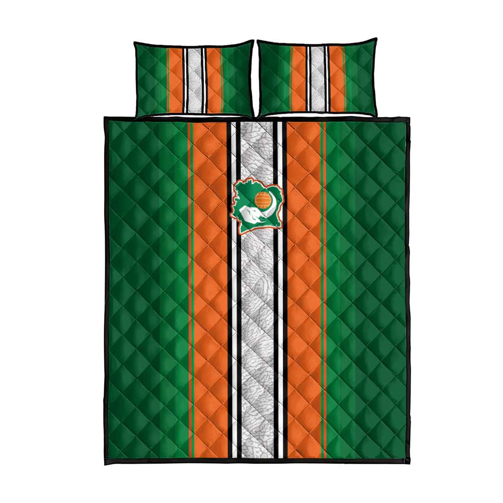 Côte d'Ivoire National Football Quilt Bed Set Les Elephants-Sporty Stripes - African Pride
