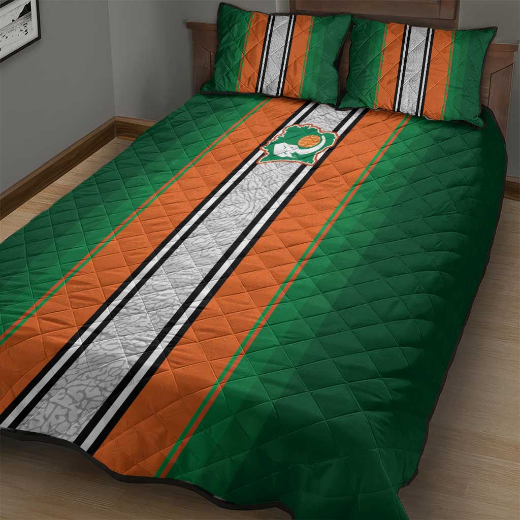 Côte d'Ivoire National Football Quilt Bed Set Les Elephants-Sporty Stripes - African Pride