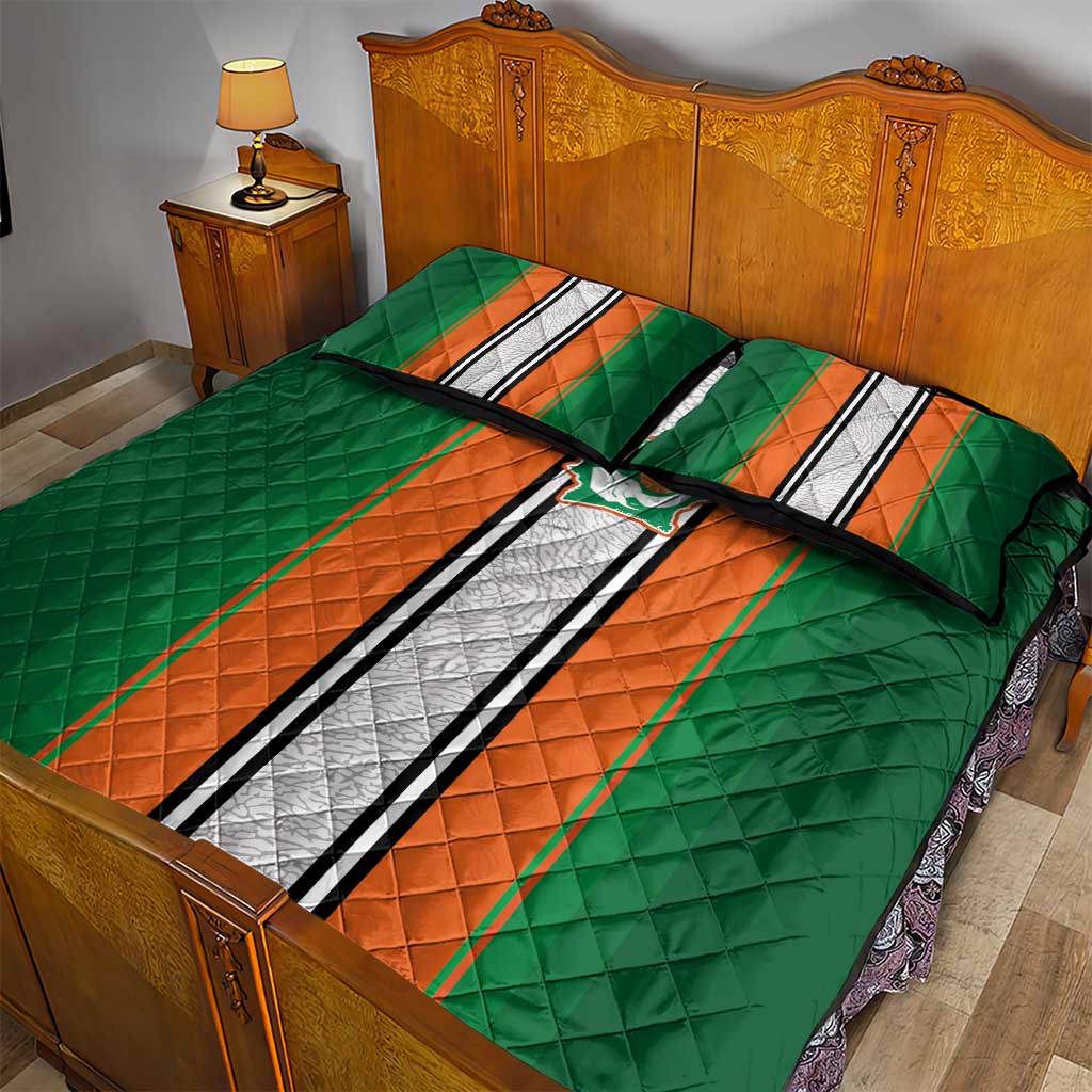 Côte d'Ivoire National Football Quilt Bed Set Les Elephants-Sporty Stripes - African Pride