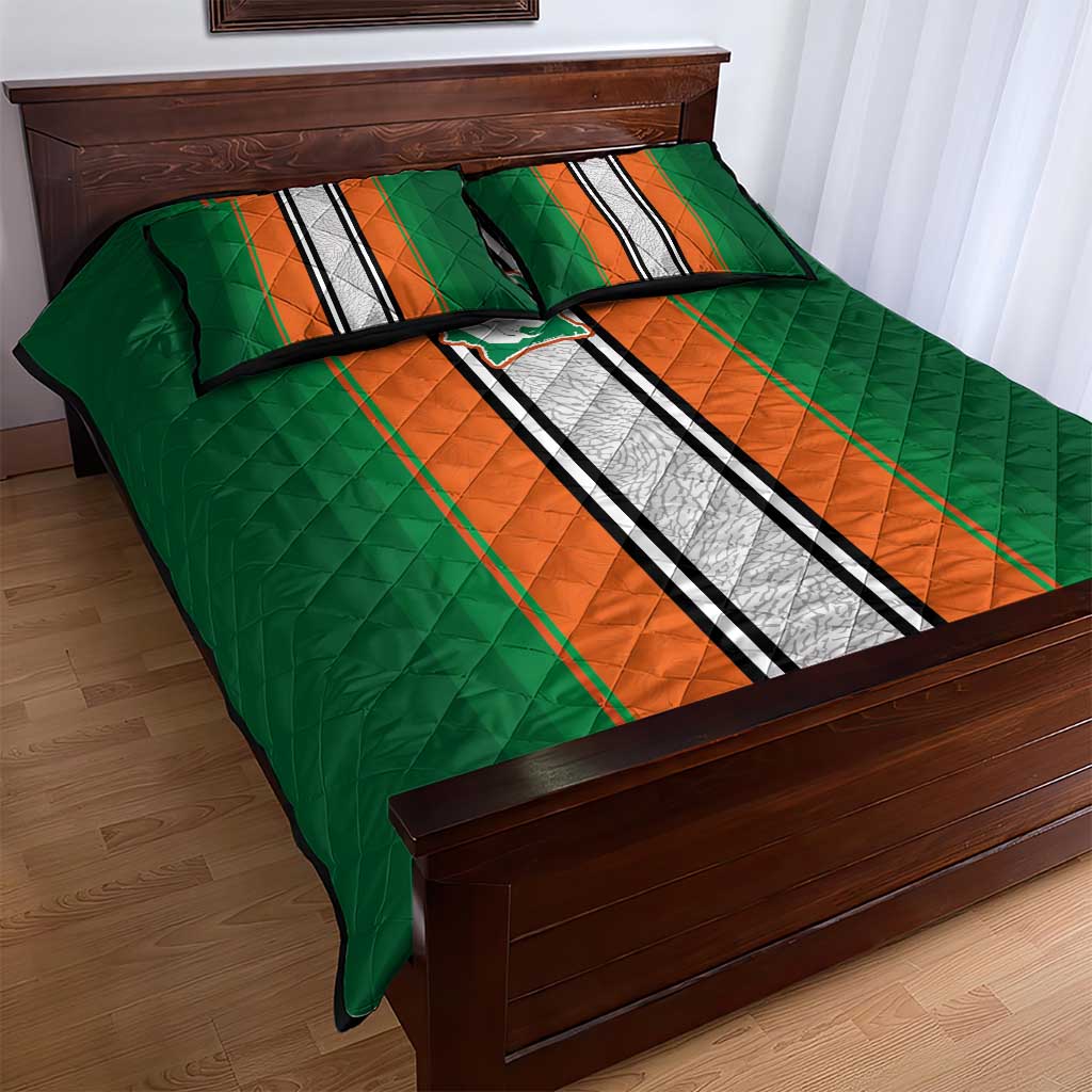 Côte d'Ivoire National Football Quilt Bed Set Les Elephants-Sporty Stripes - African Pride