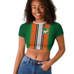 Custom Côte d'Ivoire National Football Raglan Cropped T shirt Les Elephants-Sporty Stripes - African Pride