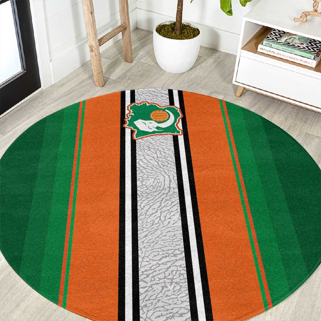 Côte d'Ivoire National Football Round Carpet Les Elephants-Sporty Stripes - African Pride